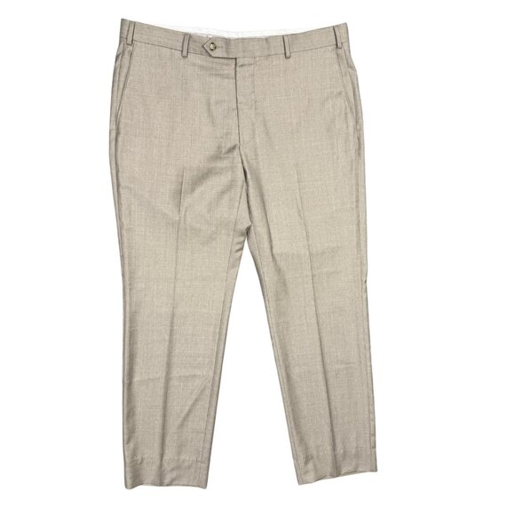 Samuelsohn Dress Pants 130s Wool Trousers Beige Italy Fabric 38x31 - Picture 1 of 8